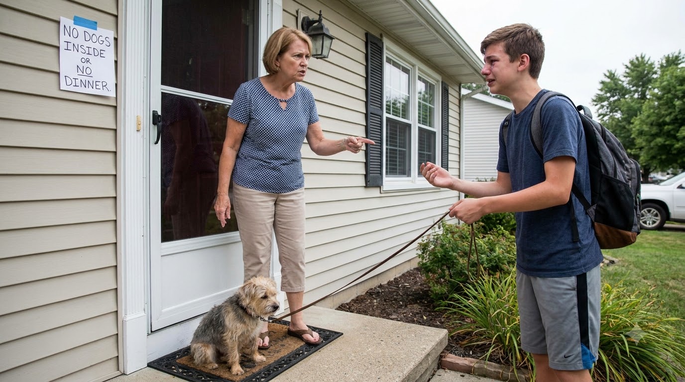 My mother-in-law threw my son’s dog out of our house and warned him that if he brought the dog back inside, she would make him go without food.