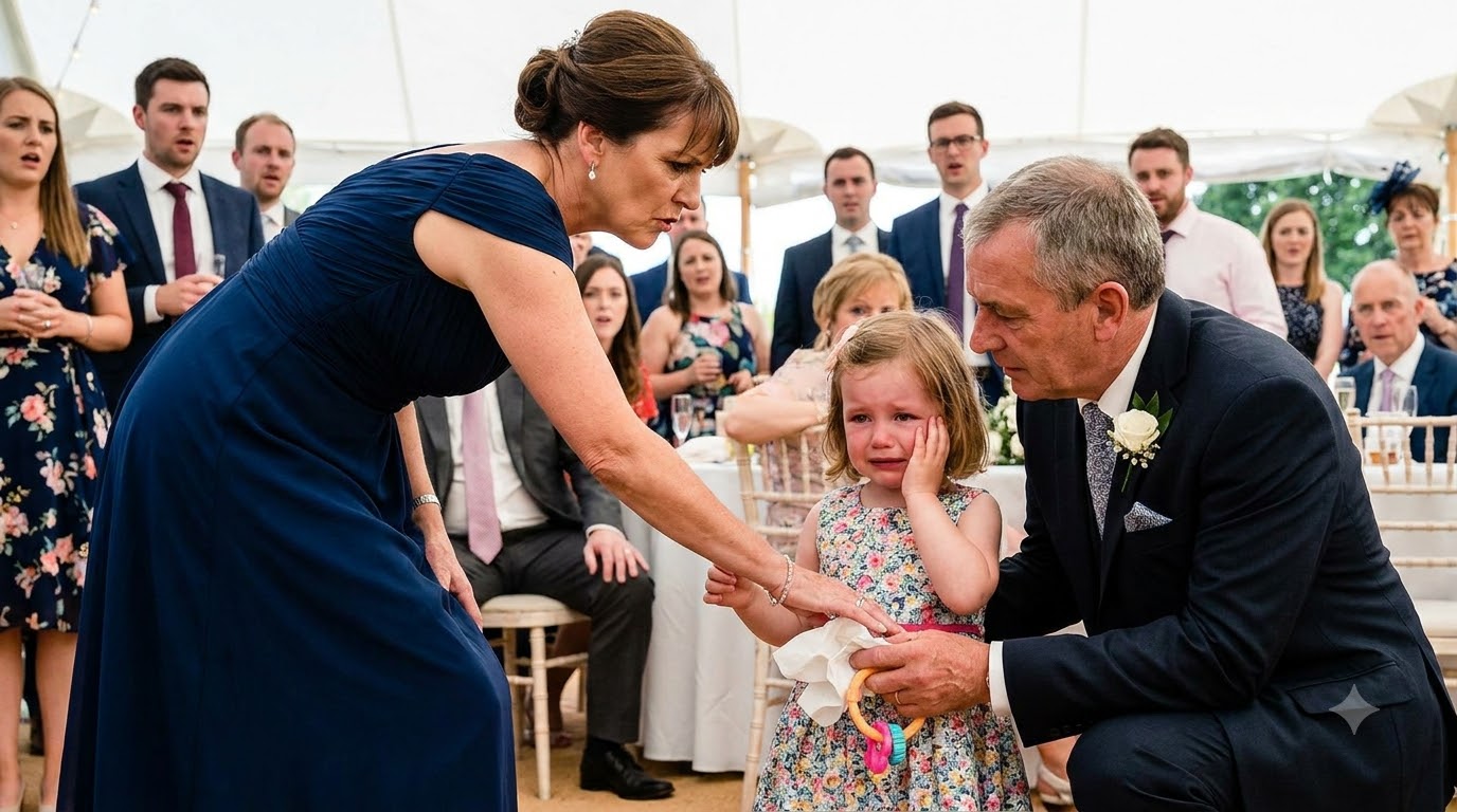 My mother-in-law slapped a little girl across the face in the middle of my wedding because she thought the child had stolen her diamond necklace—then the bride’s father saw what was clenched in the girl’s hand.