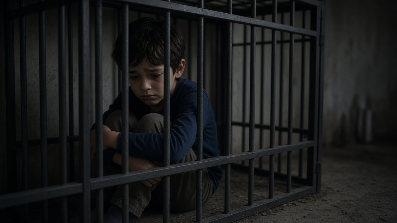 I came home from work and found my seven-year-old son locked inside our dog’s kennel—while my mother stood nearby and told him, “Maybe now you’ll learn to behave.”