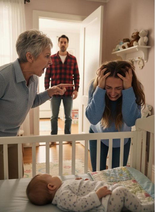 I set up the camera to check on my baby during naptime, but what I heard shattered me first: my mother snarling, “You live off my son and still dare to say you’re tired?” Then, right beside my child’s crib, she grabbed my wife by the hair