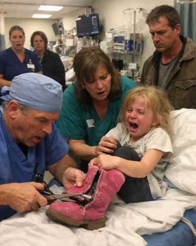 T2.Remove Her Boots in the ER — “Don’t Take Them Off, He Said the Bad Will Come Out,” She Begged, But When the Surgeon Cut Them Open, the Entire Room Froze in Horror