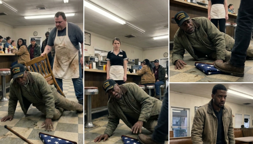 t15.With A Face Full Of Pure Rage, The Diner Owner Yanked The Chair Away, Sending The Exhausted Black Veteran Crashing Down.