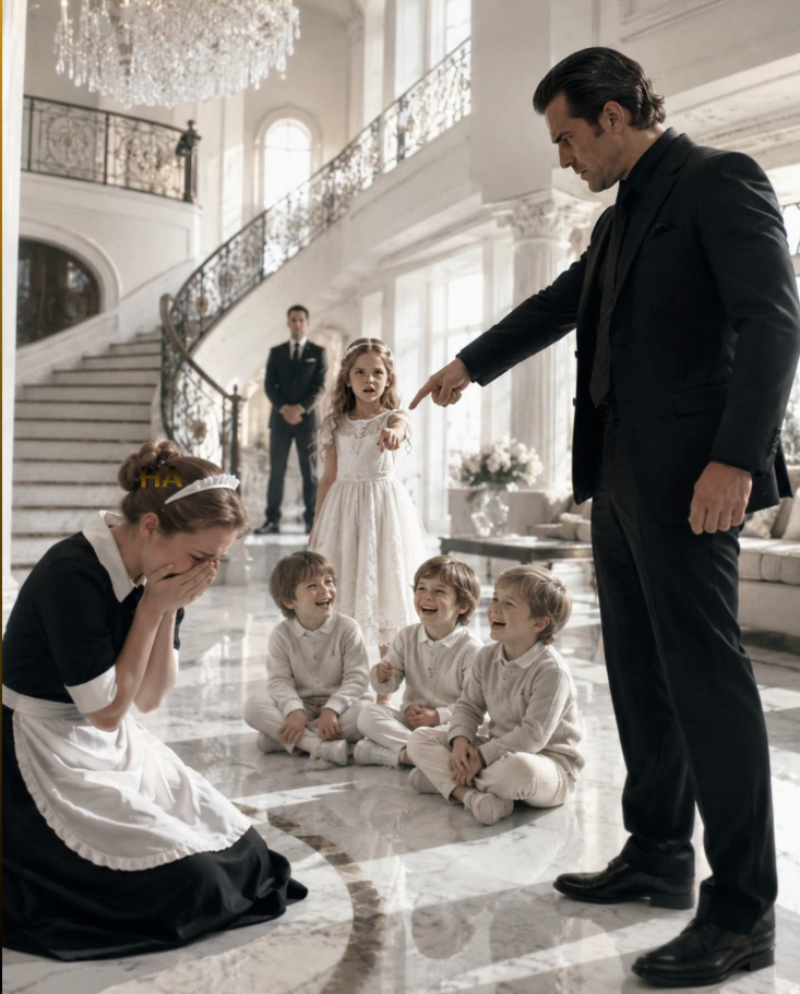 The billionaire Mafia boss unexpectedly returned home and demanded the maid be fired because she made his three quiet triplets laugh –