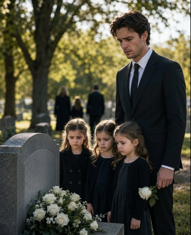 Poor Triplets Visit Their Mom’s Grave—A Billionaire Says She Was His Wife...