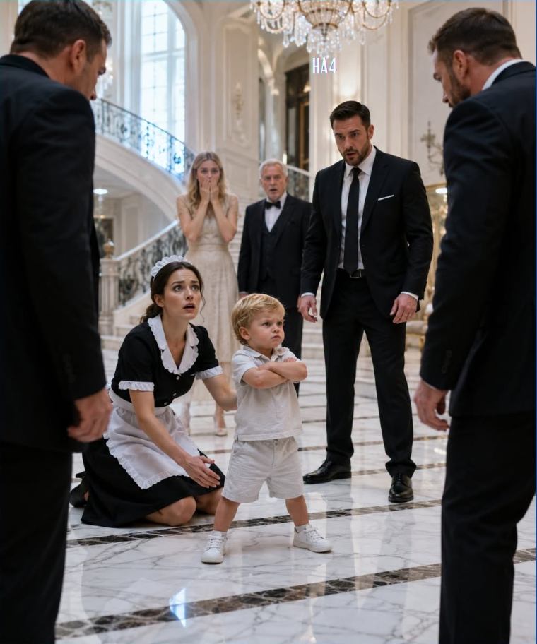 the maid’s toddler crossed her tiny arms in front of dangerous men, and what she said exposed the betrayal inside a billionaire’s mansion