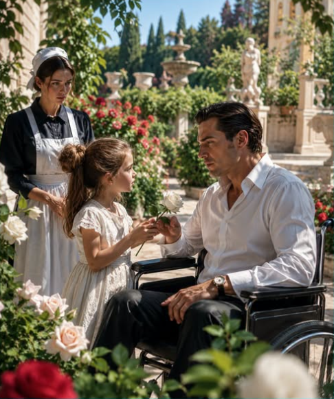 "The Paralyzed Mafia Boss Had Accepted He’d Never Walk Again After Ninety-Nine Doctors Failed Him—Then the Maid’s Little Girl Sneaked Into His Forbidden Garden… and his dead legs suddenly moved.