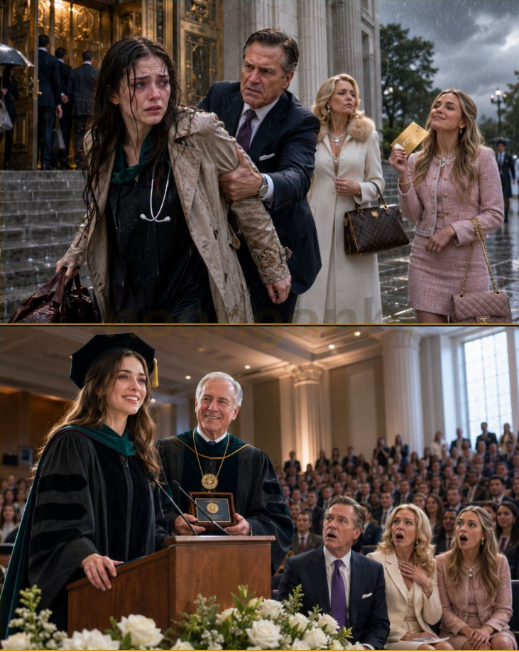 My billionaire father pushed me out into the rain so my half-sister could impress the wealthy doctors —