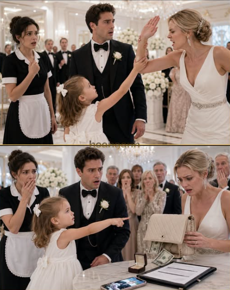 The Maid’s Toddler Girl Stopped the Perfect Bride’s Hand From Slapping the Billionaire... But the Four Words She Said Exposed the Woman Who Had Already Bought the Groom’s Future