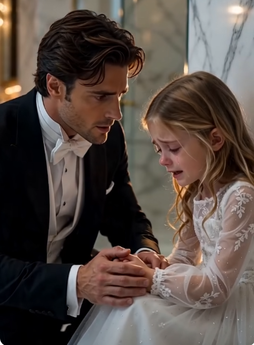 Minutes before his wedding, the groom discovered a little girl secretly hiding in the bathroom… crying