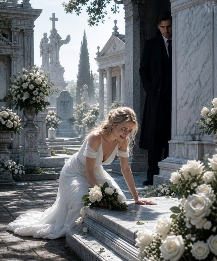 SHE WAS SOBBING AT THE MAFIA BOSS’S GRAVE—NOT KNOWING HE WAS ALIVE, WATCHING HER FROM THE SHADOWS