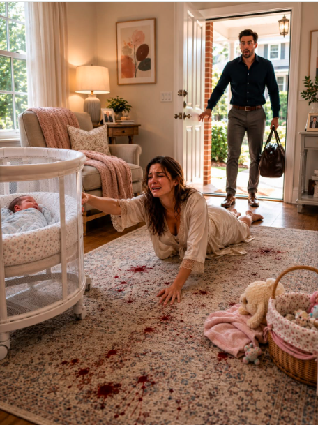 I was bleeding to death on my newborn son’s nursery floor while my husband toasted himself at a luxury mountain resort. Three days later, he came home smiling, carrying a birthday gift he’d bought for himself—only to find blood staining the carpet, an empty bassinet, and a silence so terrifying it shattered his world. What he believed had happened next would haunt him forever.
