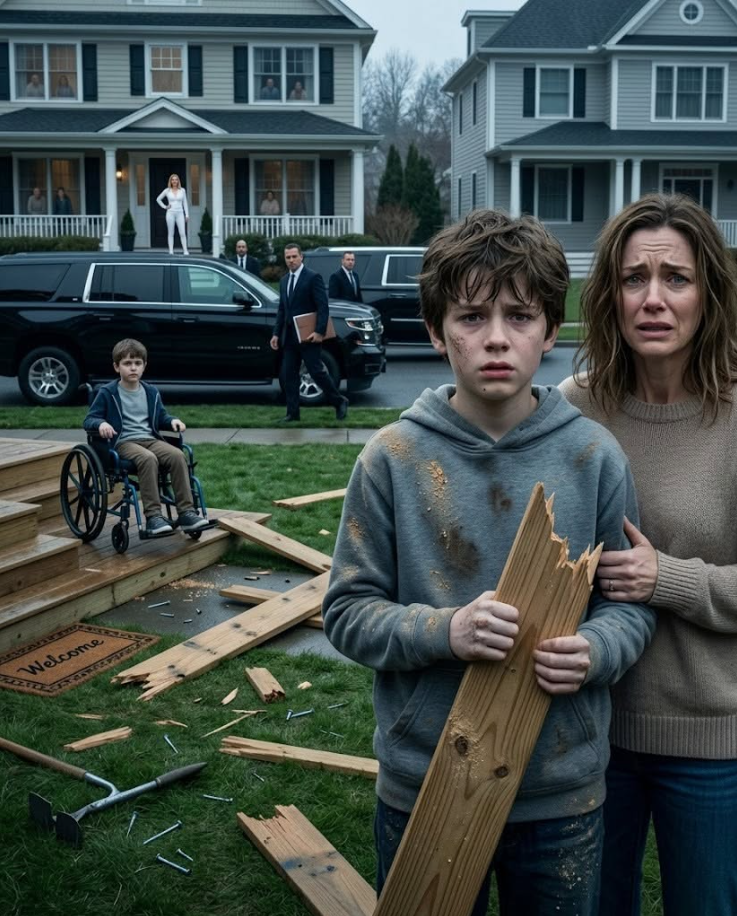 My 12-year-old son spent his bicycle money building a ramp for the 9-year-old boy next door, who had been trapped on his porch behind four steep concrete steps.