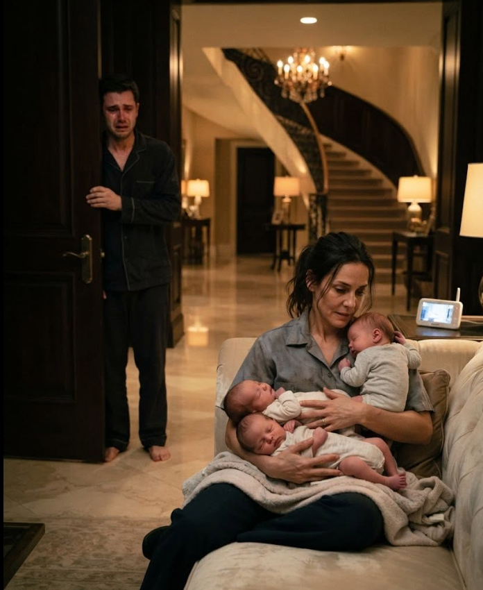 At 3:17 a.m., billionaire businessman Ethan Whitmore found the night cleaner holding all four of his screaming babies in the mansion living room.