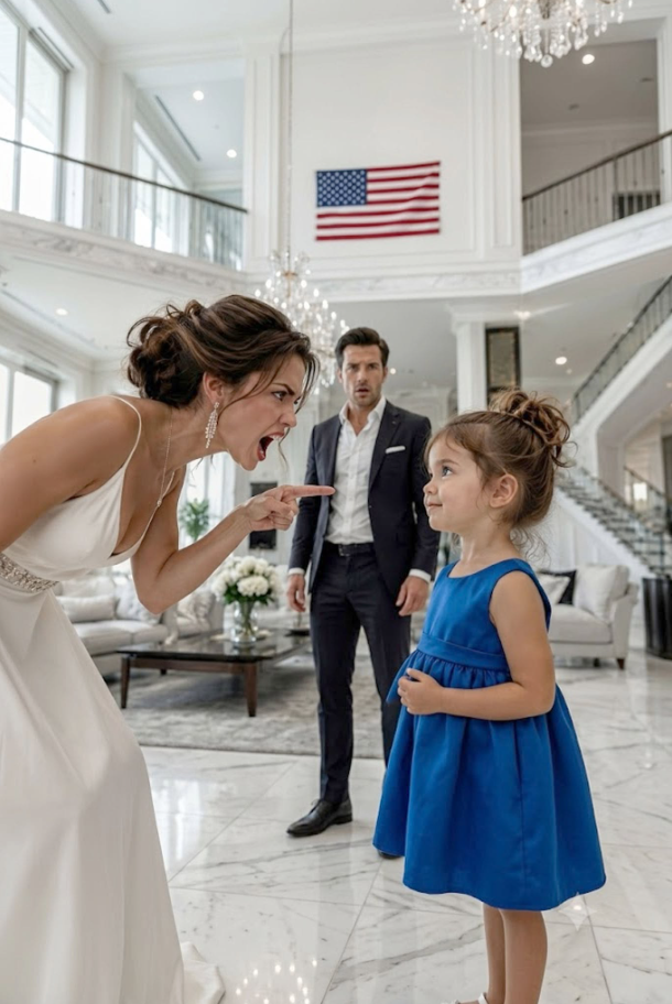 His Fiancée Screamed at the Little Girl in the Blue Dress—But When the Child Silently Pointed Behind Her...