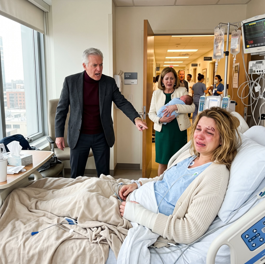 I called my parents from a hospital bed, begging them to take my 4-week-old baby while I lay there with a broken arm and stitches. My dad snapped, “It’s Whitney’s night. You made your own bed, Claire,” then hung up. Three hours later, my door opened at 2 AM.
