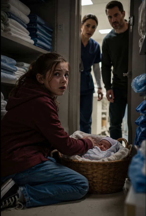Emma Collins hid her newborn brother in a hospital supply closet while everyone else was still congratulating her mother.