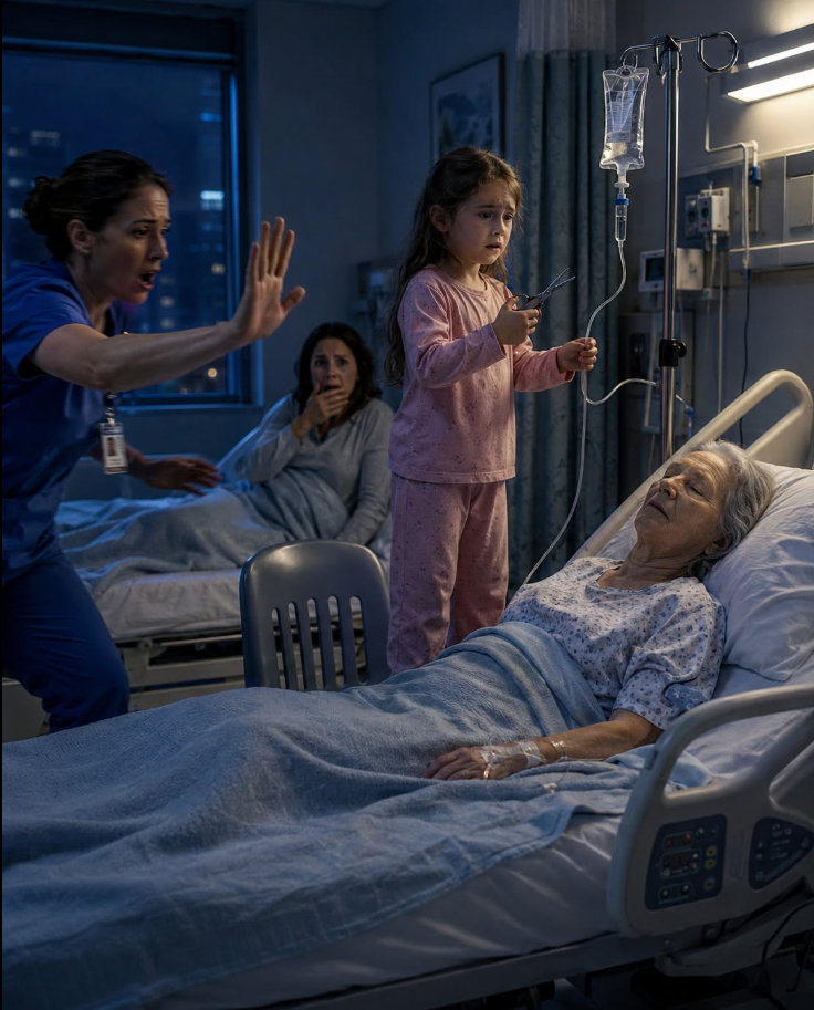 At 2:13 in the morning, a nurse found my six-year-old daughter standing on a chair with medical scissors around an elderly patient’s IV line.