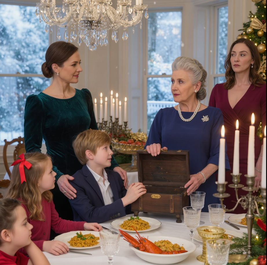 At Christmas dinner, my sister gave my children two cups of water while her kids ate lobster mac and cheese—then my grandmother stood up and brought back the wooden box nobody was supposed to see