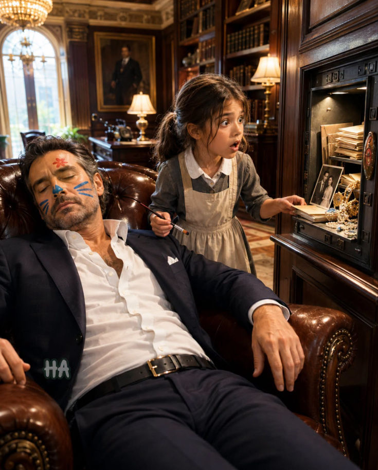 The Maid’s Little Girl Painted the Sleeping Millionaire’s Face… Then Uncovered the Secret Hidden Inside His Mansion