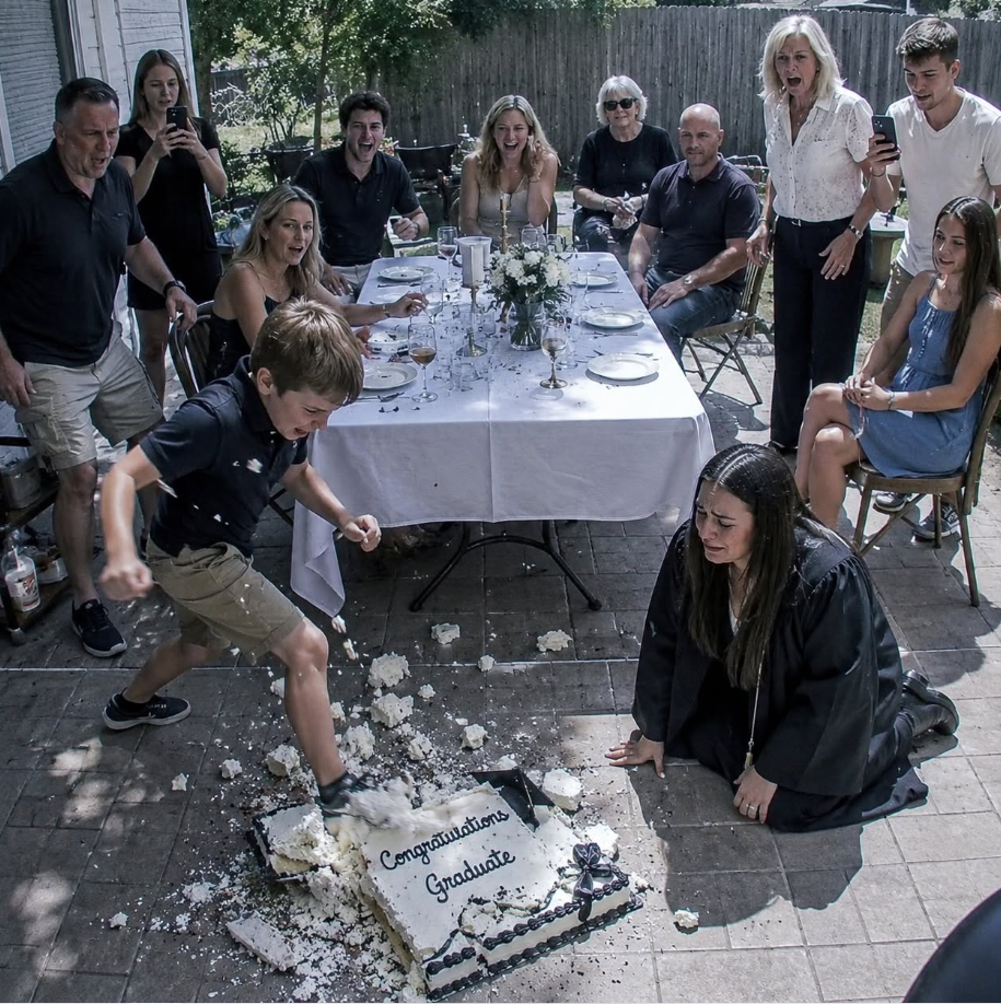 My sister’s son threw my graduation cake on the floor and said, “Eat it off the ground.” The whole table laughed. I didn’t say a word. That evening, Mom texted, “We’ve chosen to sever all contact.
