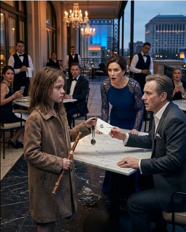 "Please—I just need money for food!"  The girl's scream cut across the luxury hotel terrace, silencing crystal glasses, soft music, and conversations worth more than her entire life.