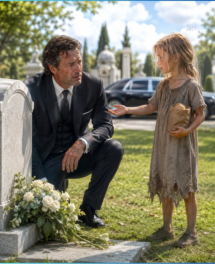 A Millionaire Was Crying at His Daughter’s Grave When a Hungry Little Girl With Her Face Asked Him for Bread