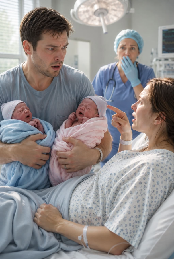 I had both of my newborn twins in my arms when my wife looked at me and said,
