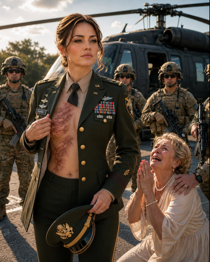 My mother-in-law dumped scalding water on me, called me a useless beggar, and threw me out of my own house. She thought I'd come crawling back in tears. Instead, when she opened the front door the next morning, she found a military convoy waiting outside—and I was standing at the front in my U.S. Army dress uniform.