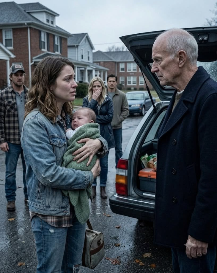 When my grandfather found me standing outside a community clinic with my two-month-old daughter wrapped against my chest and my clothes worn nearly beyond repair