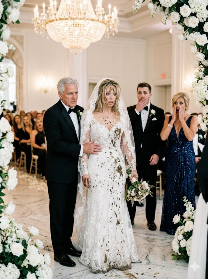 My mother-in-law poured something filthy over my wedding dress and left a note: “Know your place.” In front of 200 guests, I put it on anyway, took my father’s arm, and walked down the aisle without shedding a tear. Then I smiled at the groom and whispered, “Your mother forgot one thing — I know the secret that will destroy you both.”