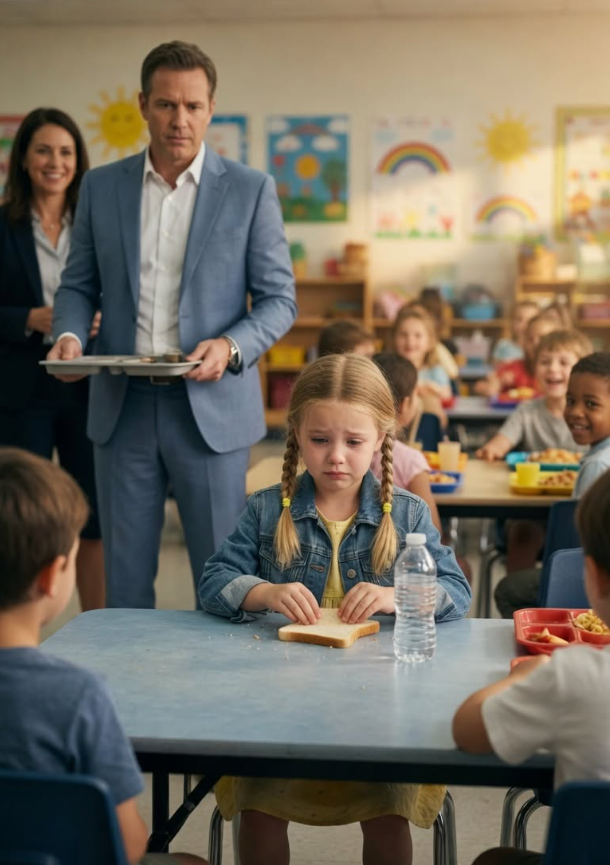 Little Girl was mocked for her bread and water lunch… until the Millionaire CEO sat beside he