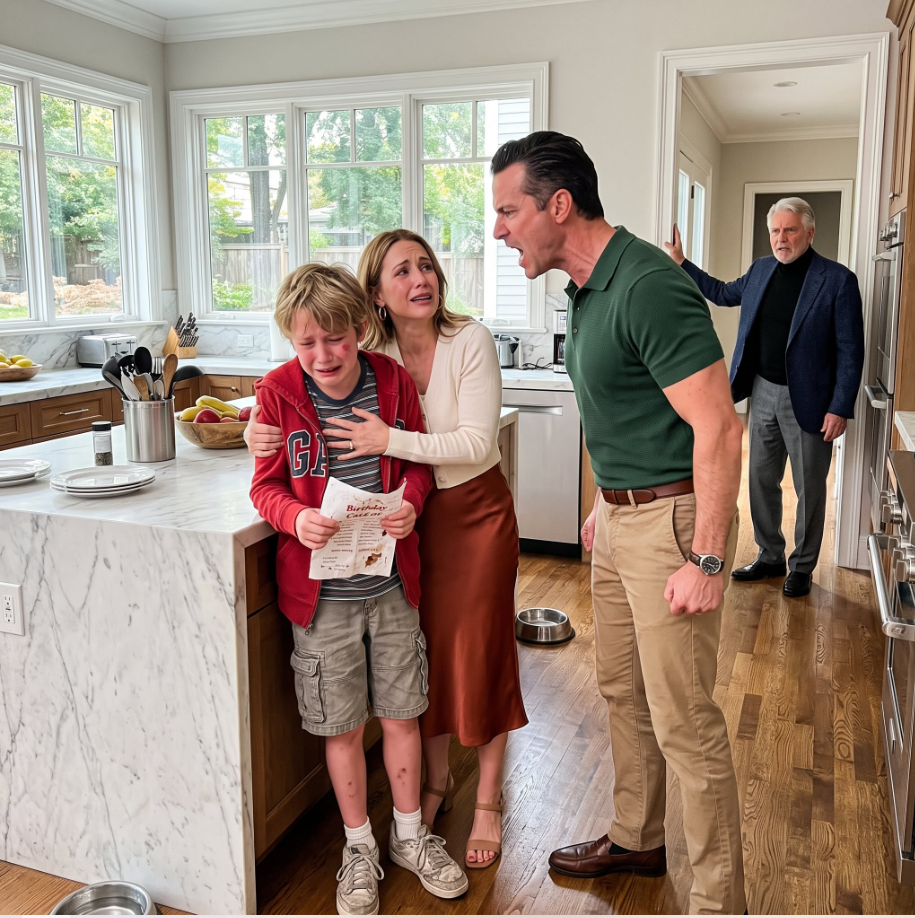 My husband slapped our son for asking for a simple birthday cake, then spent a fortune on an iPad for his nephew the very next day. My father witnessed the cruelty, pulled back his $7.5 million investment, and watched my husband’s perfect life collapse.