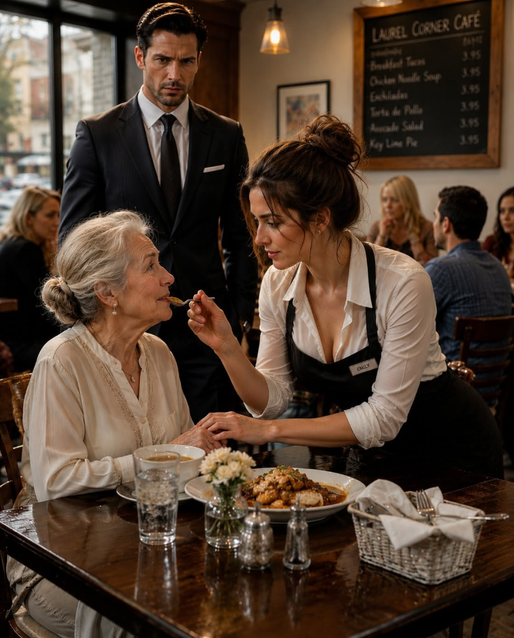 A billionaire watched me feed his mother with my own hands after everyone else ignored her trembling struggle. I thought I was simply helping an elderly stranger eat her lunch. I had no idea that one small act of kindness was about to change my life forever.