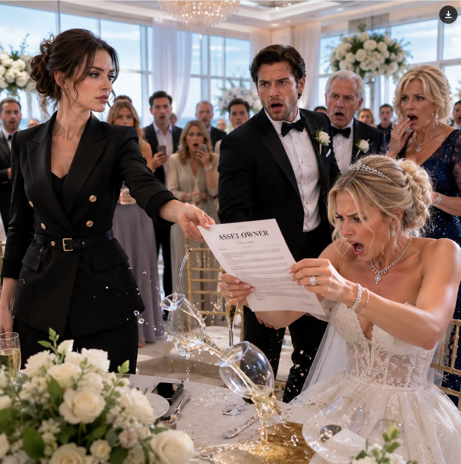 My ex’s new bride raised her glass and bragged about building her medical empire alone. The guests applauded, and my ex laughed like I was too poor to understand their world. I quietly walked over and handed her one document. By the time she read the first line, her perfect wedding had turned into a financial disaster...
