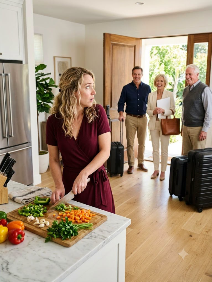 My in-laws arrived at my house with suitcases as if it were already theirs, my husband threw a bill at me and said: “Now we all live here and you’re going to pay”… until I woke up to police cars at the door, without asking permission