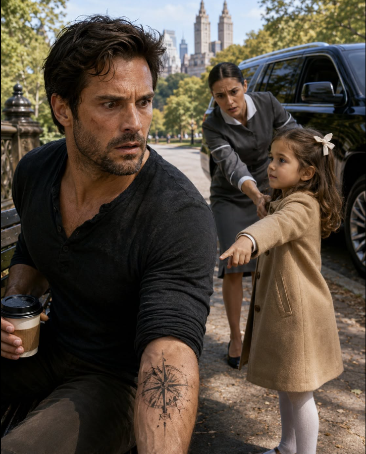 The three little girls stopped in front of me like they had been sent by fate, and one of them pointed at the tattoo on my arm. “Hello, sir,” she said softly. “Our mother has a tattoo exactly like yours.” For one frozen second, Central Park disappeared, the coffee in my hand went cold, and the scarred compass on my skin burned like a warning. Because that broken compass belonged to a night I had spent eight years trying to bury.