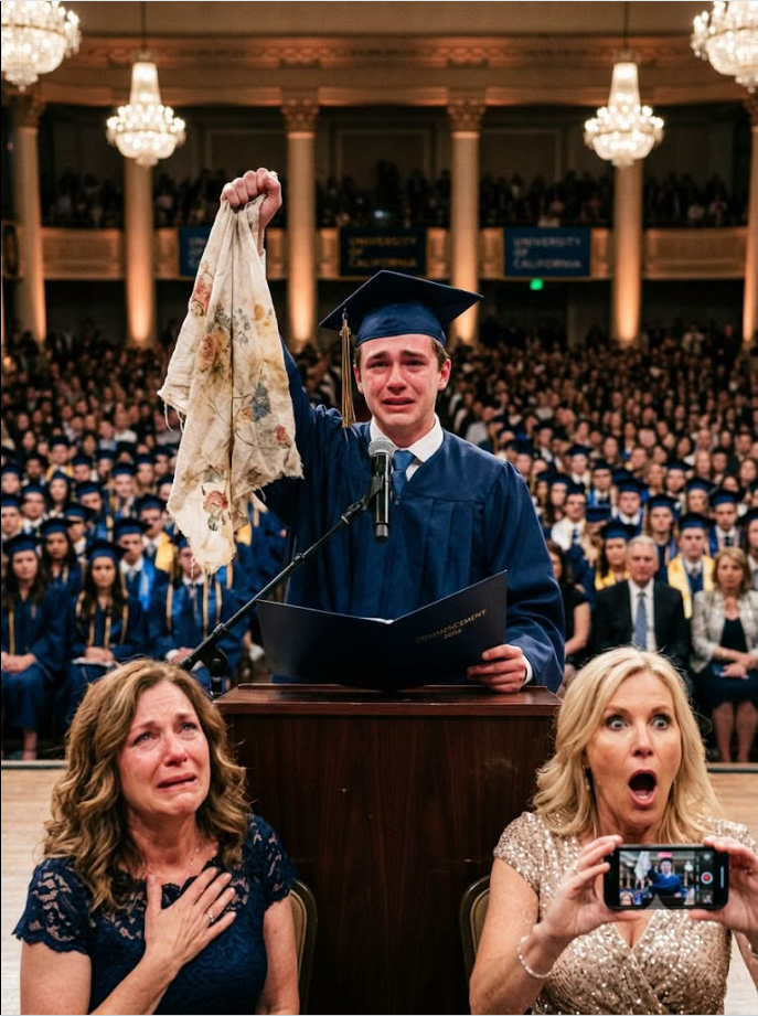 I raised my sister's son for 19 years, but at his graduation she showed up with a cake that read, “I'm his real mom.” 🎓💔 I didn't scream. I simply stayed seated while my son pulled out an old blanket and a hidden letter... and then everyone realized she hadn't come back out of love.