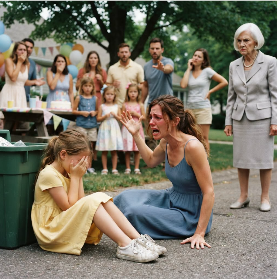 At My Cousin’s Party, Everyone Laughed When My 7-Year-Old Daughter Was Called “Poor” And Sent To Sit Beside The Trash Because Her Mom Was A “Lowly Nurse.” Then My Husband’s Wealthy Grandmother Learned The Truth—and One Announcement Changed Everything.