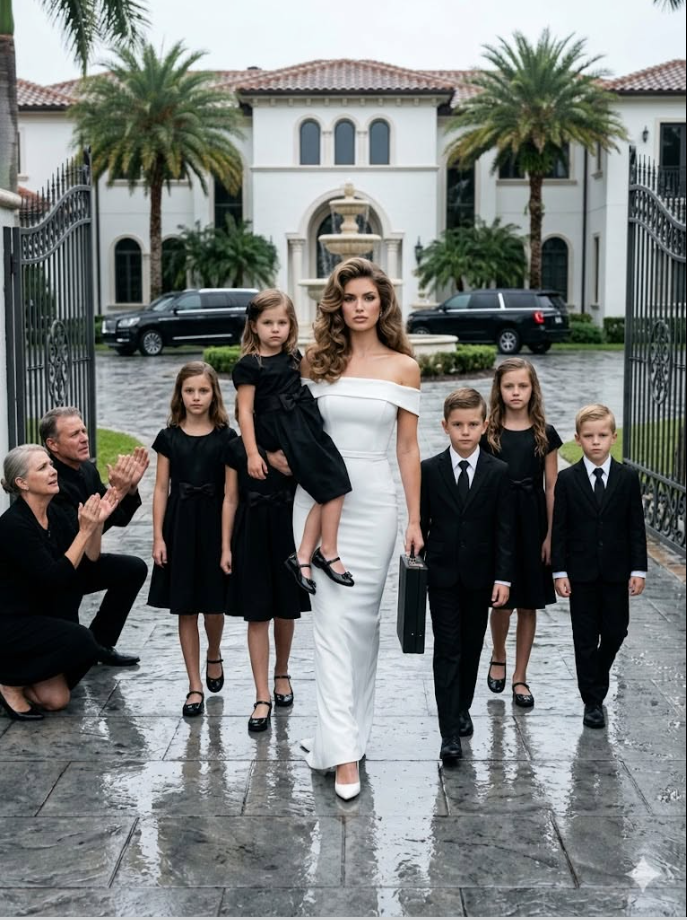 My father-in-law threw me and my six children out into the pouring rain, shouting, “Only real bl00d belongs in this house.” But the moment I mentioned the name on the deed, his expression changed and every person watching suddenly stopped laughing.