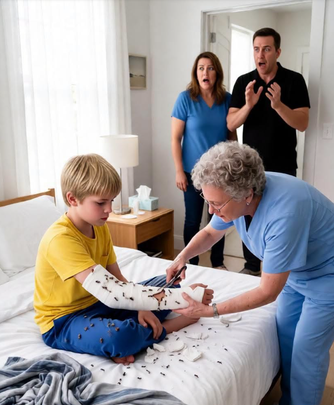 The boy was screaming that something had b!tten him under his cast; his dad called him crazy… until the nanny tore it all open and found the syr!nge