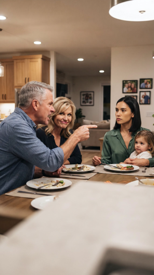At the family dinner, my dad yelled in my face: "You and your kid are just freeloaders!"