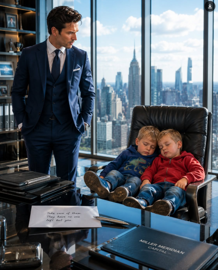 A CEO Found Twins Sleeping in His Office Chair—Then the Note Beside Them Destroyed His Perfect Life