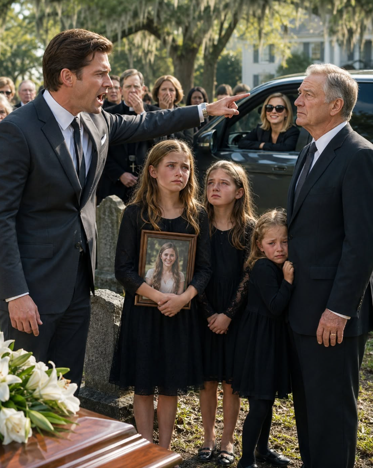 2;At my daughter's funeral, my son-in-law pointed at his daughters and announced, “They’re going into foster care. I deserve a fresh start with my new fiancée.” More than 200 mourners stood frozen in silence. He had no idea the girls had already hidden their mother's notebook, secret recordings, and one final envelope that would destroy his wedding before he ever reached the altar.