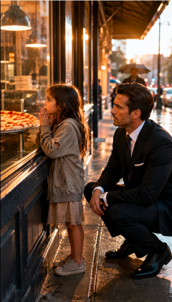 A Poor Little Girl Stood Staring At A Pizza Shop… And Caught A Billionaire’s Attention...