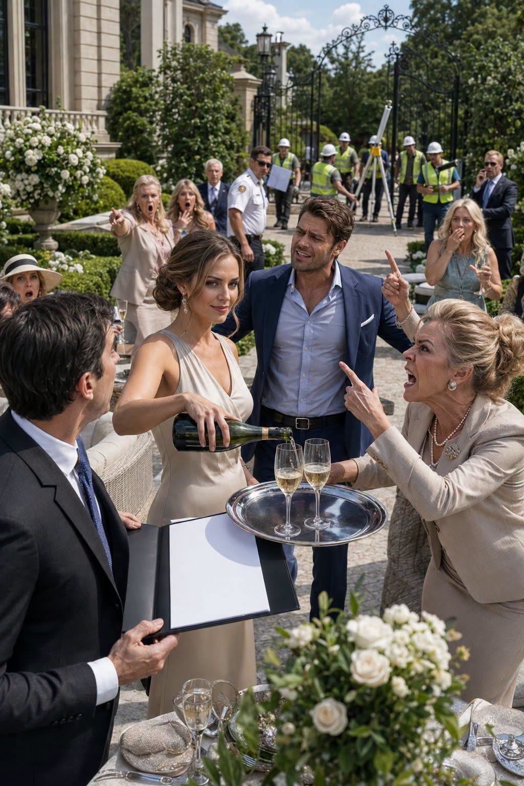 At The Garden Party, I Had Already Filed The True Property Coordinates, Just To Be Safe. My Mother-In-Law Handed Me A Tray And Said, "We’re Leasing This $3 Million Estate Today. Just Serve The Drinks And Stay Out Of Our Way." I Simply Smiled And Poured The Champagne—The Surveyors Were Already At The Gate.