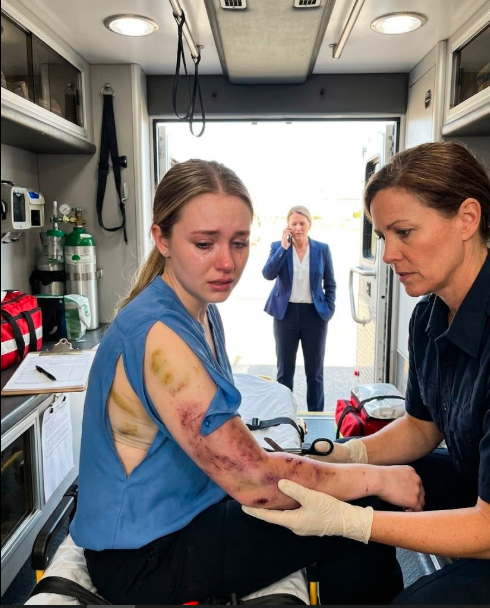 My brother smashed a metal bat into my arm hard enough to break it. \"We’ll handle this at home,\" Mom said. The next morning, I collapsed at work. My boss called 911. And when the EMT cut off my sleeve, one quiet sentence changed everything… but not in the way my family expected.