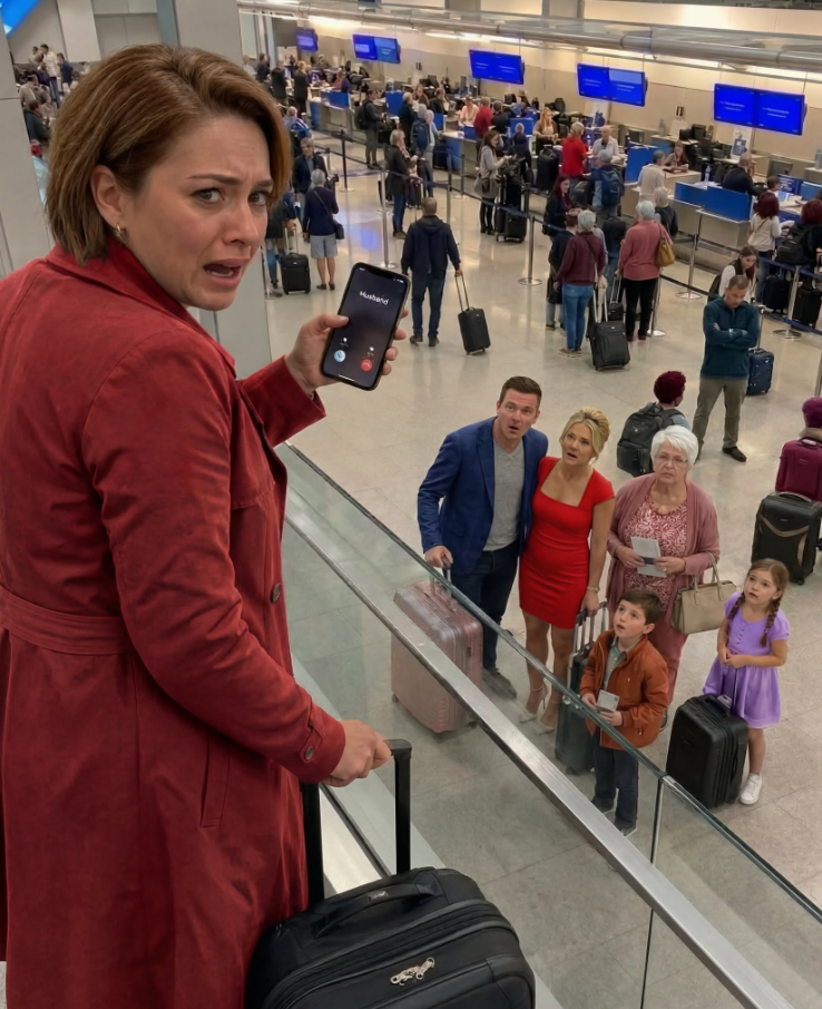 My husband called to tell me he was trapped in an emergency surgery. His voice sounded exhausted, steady, even caring—the same voice I had trusted for a decade. But at that exact moment, I was standing on the glass walkway above Terminal C, watching him kiss another woman at the airline check-in counter.