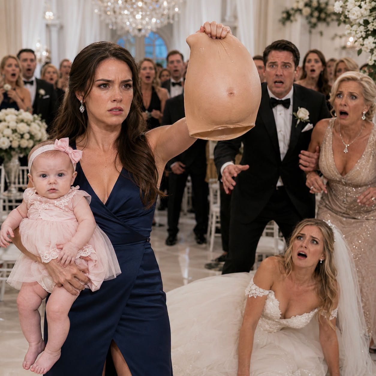 My husband threw divorce papers into my face while I cradled our newborn daughter. “I need a son, not a useless girl,” he sneered. His mother nodded. “We need a grandson. Someone else has already done what you couldn’t.” Months later, at his wedding to the mistress supposedly carrying his baby boy, I walked in holding my daughter and one sealed envelope. When I revealed what was inside, the groom went pale—and revenge had only just begun.