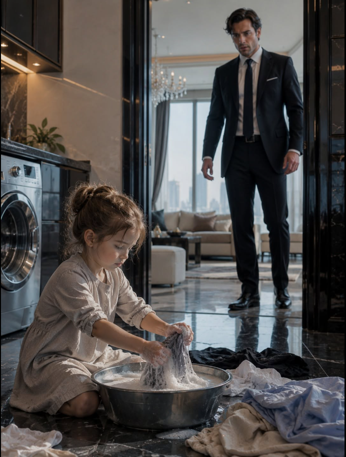 The Billionaire Came Home Early and Found a Toddler Washing His Clothes Before One Tiny Confession Broke His Heart