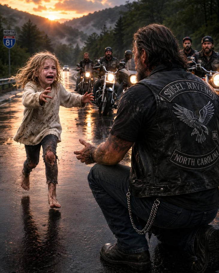 "A FRIGHTENED LITTLE GIRL RAN INTO THE MIDDLE OF A RAINY MOUNTAIN ROAD TO STOP A GROUP OF BIKERS — UNTIL THEY FOLLOWED HER INTO THE WOODS AND REALIZED WHY SHE WOULDN’T STOP BEGGING FOR HELP
